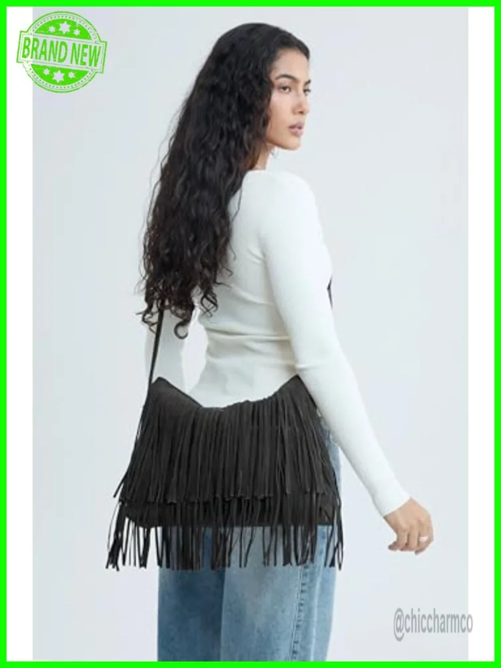 Faux Suede Leather Hobo Crossbody Shoulder Bag with Tassels